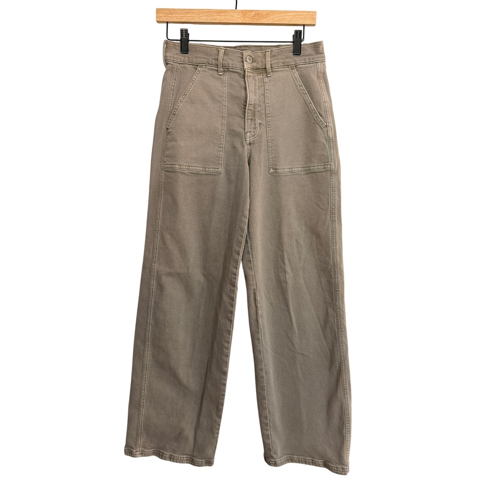 American Eagle Women 6 Regular Wide Leg Utility Chore Pants High Rise Stretch